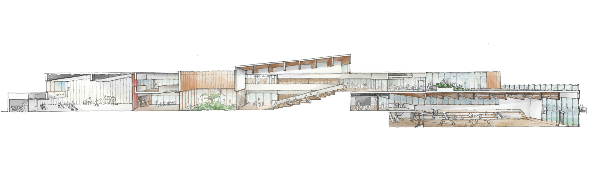 Section sketch Sipario Urbano School